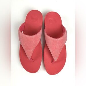 Fitflop Coral Shimmerlux Toe-Post Sandals Rosy Coral US Size 10